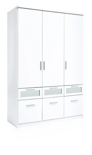 Drehtürenschrank- B ca. 136 cm, Weiß, Glas