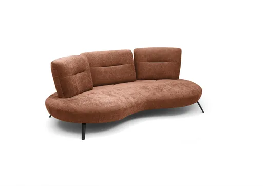 Nierensofa PACEY - 3-Sitzer inkl. Schwenkrücken, Stoff, Rost