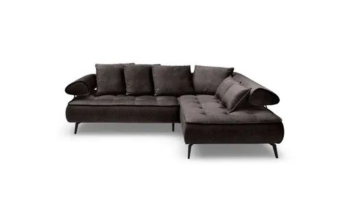 Ecksofa - 2-Sitzer, Ecke rechts inkl. Schlaffunktion, Relaxfunktion, Stoff, Braun