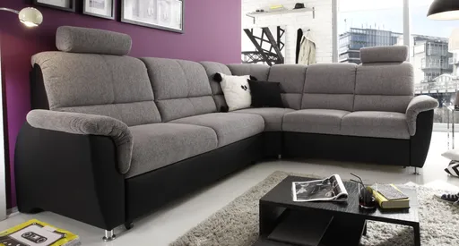Ecksofa - 2-Sitzer, Ecke rechts in Kunstleder Schwarz