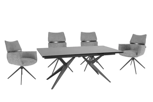 Esstisch MICHELA - ausziehbar, LB ca. 180x95 cm, Glaskeramik, Dunkelgrau