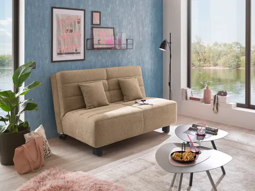  Faltsofa Easy - 2-Sitzer ohne Armlehne, ca. 140 cm inkl. Schlaffunktion, Stoff, Braun