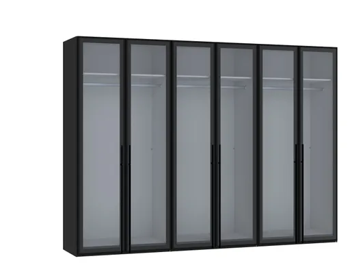 Drehtürenschrank JOIN IT- B ca. 303 cm., Schwarz, Glas, Grau