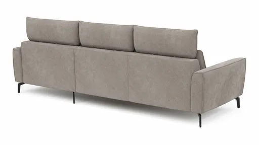 Ecksofa Avela - 2,5-Sitzer mit Longchair rechts inkl. Kopfteile verstellbar, Stoff, Bisquit