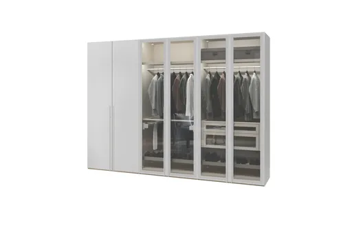 Drehtürenschrank JOIN IT- B ca. 303 cm, Weiss, Glas