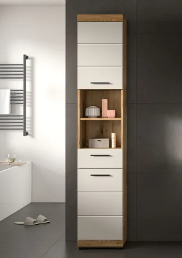 Hochschrank - B ca. 37 cm, Evoke Eiche Nachbildung, Kaschmir