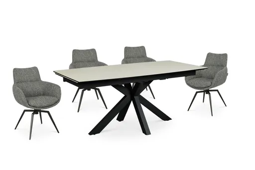 Esstisch MELANIA - ausziehbar, LB ca. 180x95 cm, Glaskeramik, Travertin farbig