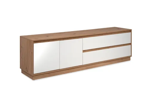 Lowboard- Eiche Dekor, Weiß