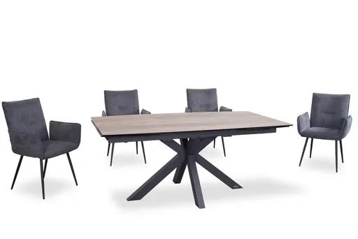 Esstisch MELANIA - ausziehbar, LB ca. 180x95 cm, Glaskeramik, Braun