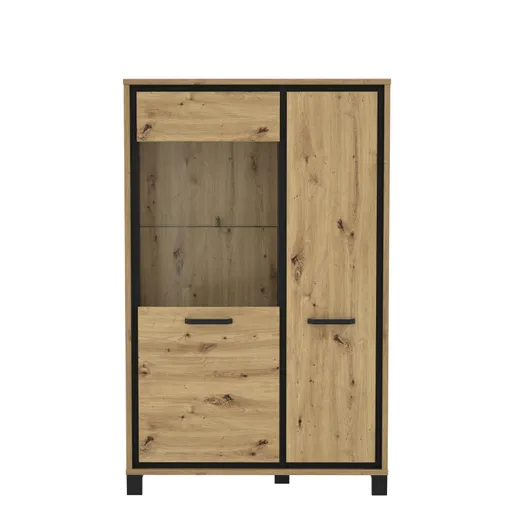 Highboardvitrine FARIDA - Eiche Dekor, Schwarz