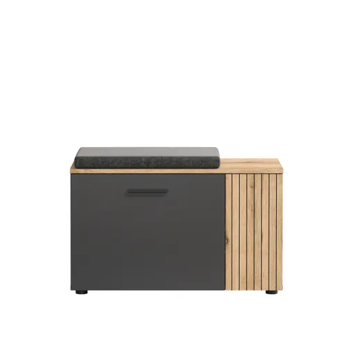 Sitzbank - B ca. 80 cm, Anthrazit, Eiche Coast Evoke Nachbildung