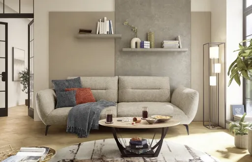 Megasofa PAYTON - 3-Sitzer, Stoff, Taupe