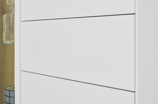 Highboard - B ca. 101 cm, Weiß, Asteiche, Schwarz