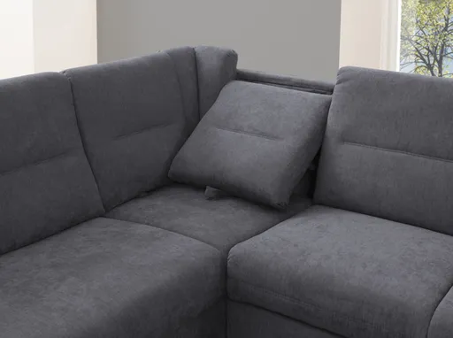 Wohnlandschaft - Longchair links mit 2-Sitzer und Ecke rechts, Relaxfunktion, Stoff, Graphite