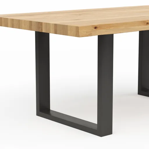 Esstisch Clifton - LB ca. 180x100 cm, Wildeiche massiv, Schwarz verfüllt