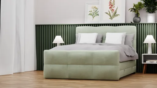 Boxspringbett_Liegefläche ca. 180x200 cm, Stoff, Grün