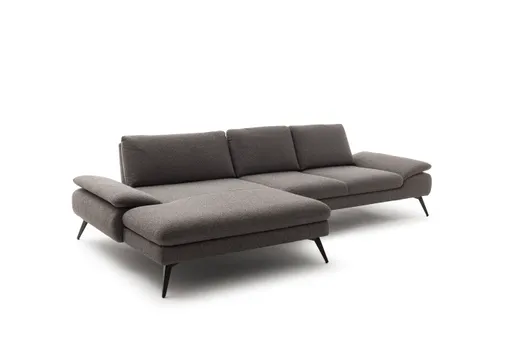 Ecksofa Collina - Longchair links, 2,5-Sitzer, Stoff, Dunkelgrau