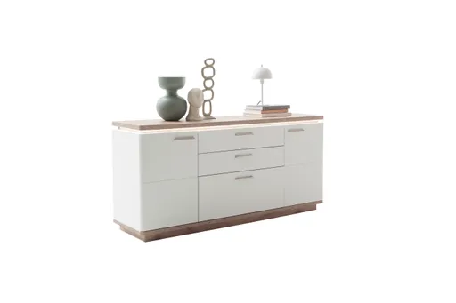 Sideboard - Weiß, Absetzung Eiche