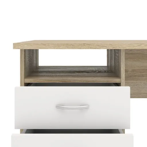 Schreibtisch - LB ca. 120x48 cm, Eiche Struktur Nachbildung, Weiß