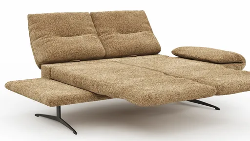 Sofa Lucero 2.0 - 2-Sitzer inkl. Drehsitz, Rollout-Armlehne und Sitztiefe verstellbar, Stoff, Cognac