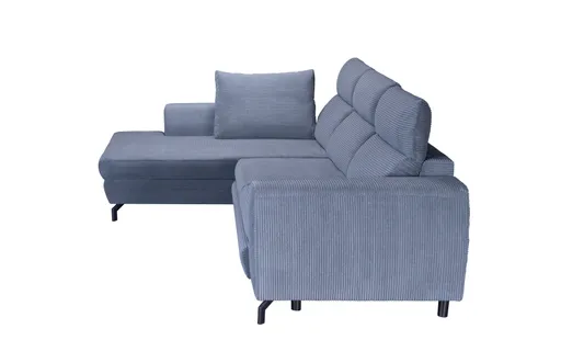 Ecksofa - Ecke links, 2-Sitzer inkl. Schlaffunktion mit Bettkasten, Stoff, Grau