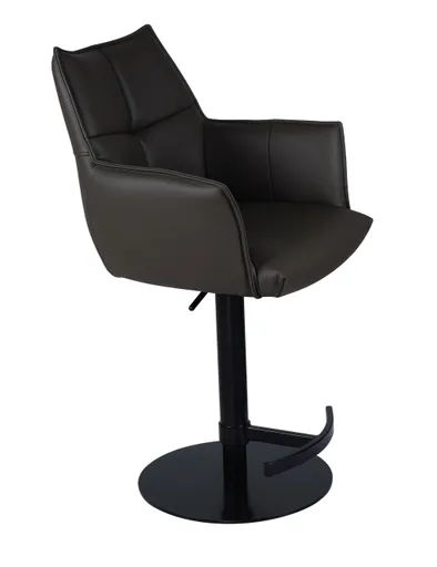 Barhocker MELE - drehbar, höhenverstellbar, Leder, Dunkelbraun