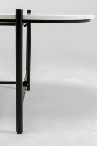 Couchtisch- LB ca. 129x54 cm, Marmoroptik, Weiß, Esche Dekor, Stahl, Schwarz lackiert