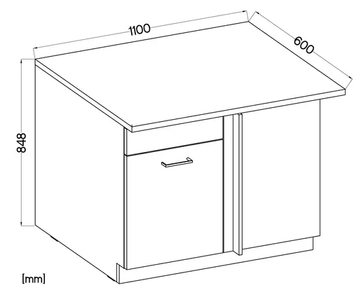 Eck-Unterschrank- B ca. 100 cm, Weiß, Matt