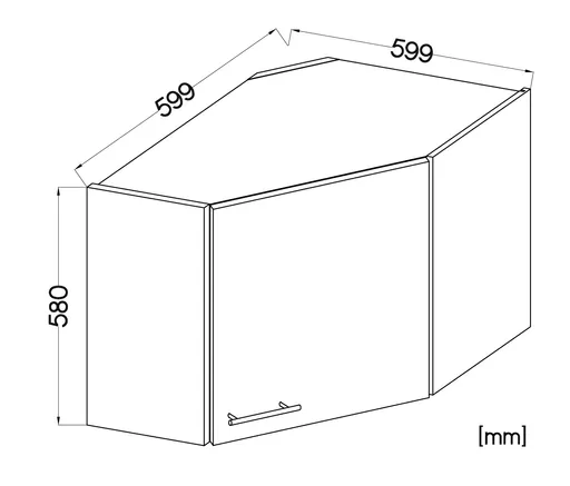 Eck-Hängeschrank- B ca. 60 cm, Eiche Dekor