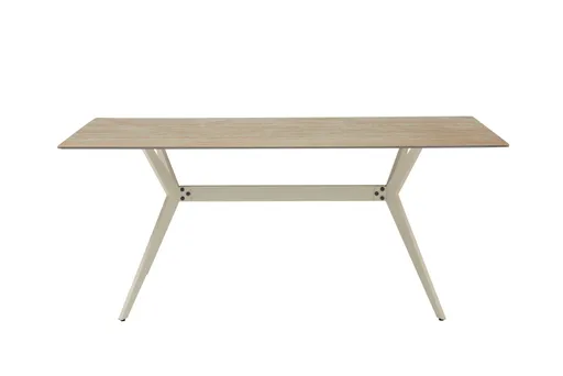Esstisch - LB ca. 180x90 cm, Marmoroptik weiß, Perlweiß