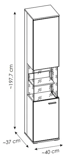 Vitrine - mit Beleuchtung, B ca. 40 cm, Alpinweiß, Viking Eiche Nachbildung