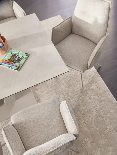 Armlehnstuhl Dinner - drehbar, Stoff, Champagner