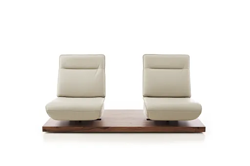 Sofa - 2-Sitzer, Relaxfunktion motorisch, Leder/Stoff Perlmutt
