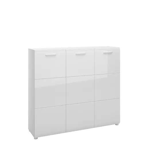 Schuhkommode- Weiß, Weiß, Hochglanz