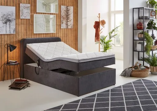 Boxbett - Liegefläche ca. 120x200 cm, Stoff, Grau