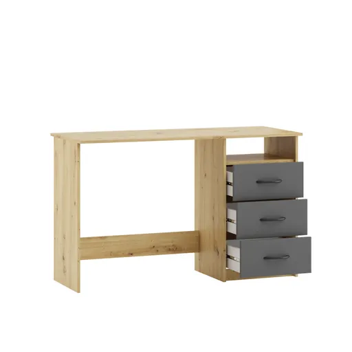 Schreibtisch - LB ca. 123x50 cm, Eiche Dekor, Anthrazit