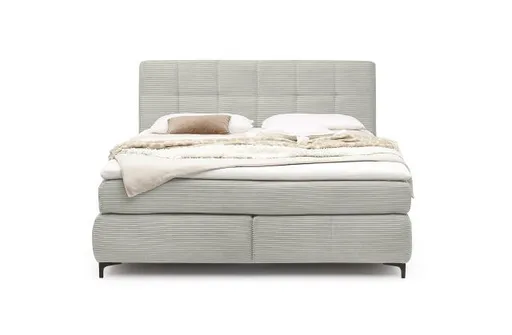 Boxspringbett- Liegefläche ca. 180x200 cm, Stoff, Graubeige, Hell