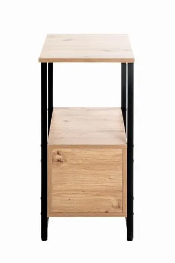 Beistelltisch - B/H/T ca. 30x63x40 cm, Eiche Nachbildung, Schwarz