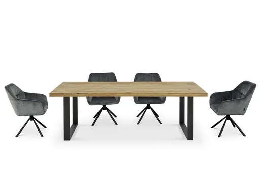 Esstisch - LB ca. 240x100 cm, Eiche massiv geölt, Schwarz