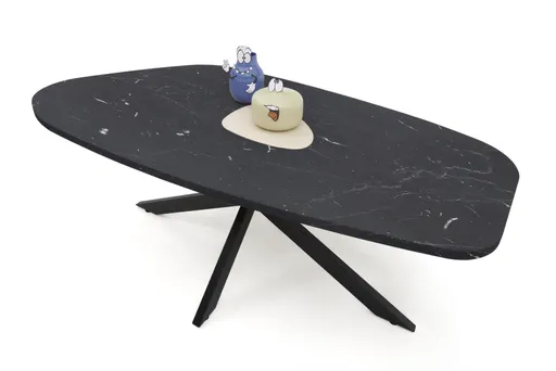 Esstisch - LB ca. 200x100 cm, Keramikoptik schwarz, Schwarz