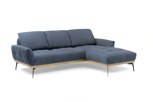 Ecksofa EDDIE - 2-Sitzer, Ecke rechts inkl. Rückenverstellungen, Stoff, Blau