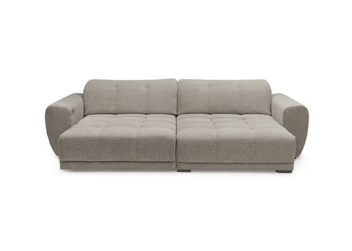 Ecksofa -2-Sitzer mit Longchair rechts, Kopfteil verstellbar, Sitztiefe verstellbar motorisch, Stoff, Steingrau