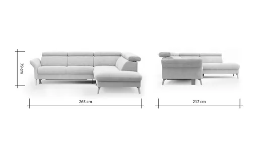 Sofa Maryville - 2,5-Sitzer mit Eckelement und Abschlussteil medium rechts, inkl. Schlaffunktion, Stauraum, Armlehne/Kopfteil verstellbar, Stoff, Beige
