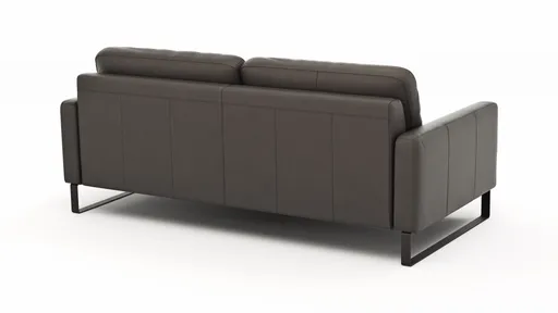 Sofa Enna - 3,5-Sitzer, Armlehne A, Leder, Schwarz, Kufe, Schwarz