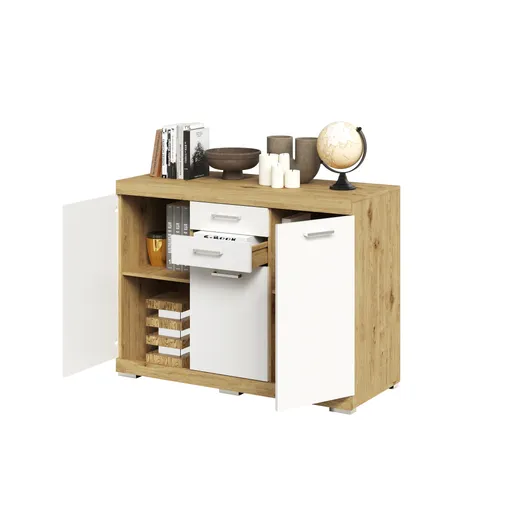 Kommode - Eiche Dekor, Weiß