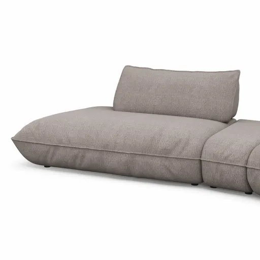 Trapezsofa Fluffy - 2-Sitzer mit Trapezelement und Abschlussteil inkl. Rückenlehne verstellbar, Stoff, Taupe