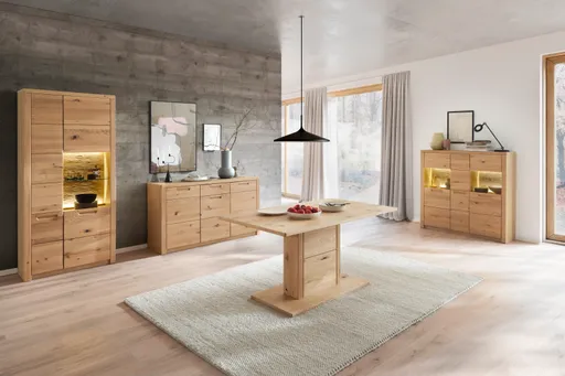 Esstisch - LB ca. 160x90 cm, Eiche Nachbildung, Eiche massiv geölt