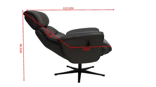 TV-Sessel MIO mit Hocker - drehbar, Kopfteilverstellung, Leder, Dunkelgrau