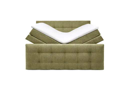 Boxspringbett SANDRIN I- Liegefläche ca. 200x200 cm, Stoff, Grün,  inkl. Stauraum und Fußteil
