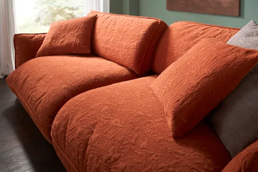 Sofa Fluffy - 4-Sitzer inkl. Rückenlehne verstellbar, Stoff, Kupfer